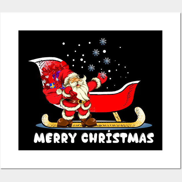 Snowboarding Santa Claus Wall Art by ShirtsShirtsndmoreShirts